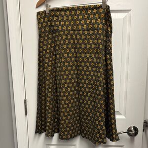 LuLaRoe A-Line Skirt with Dark Navy and Yellow Floral Design